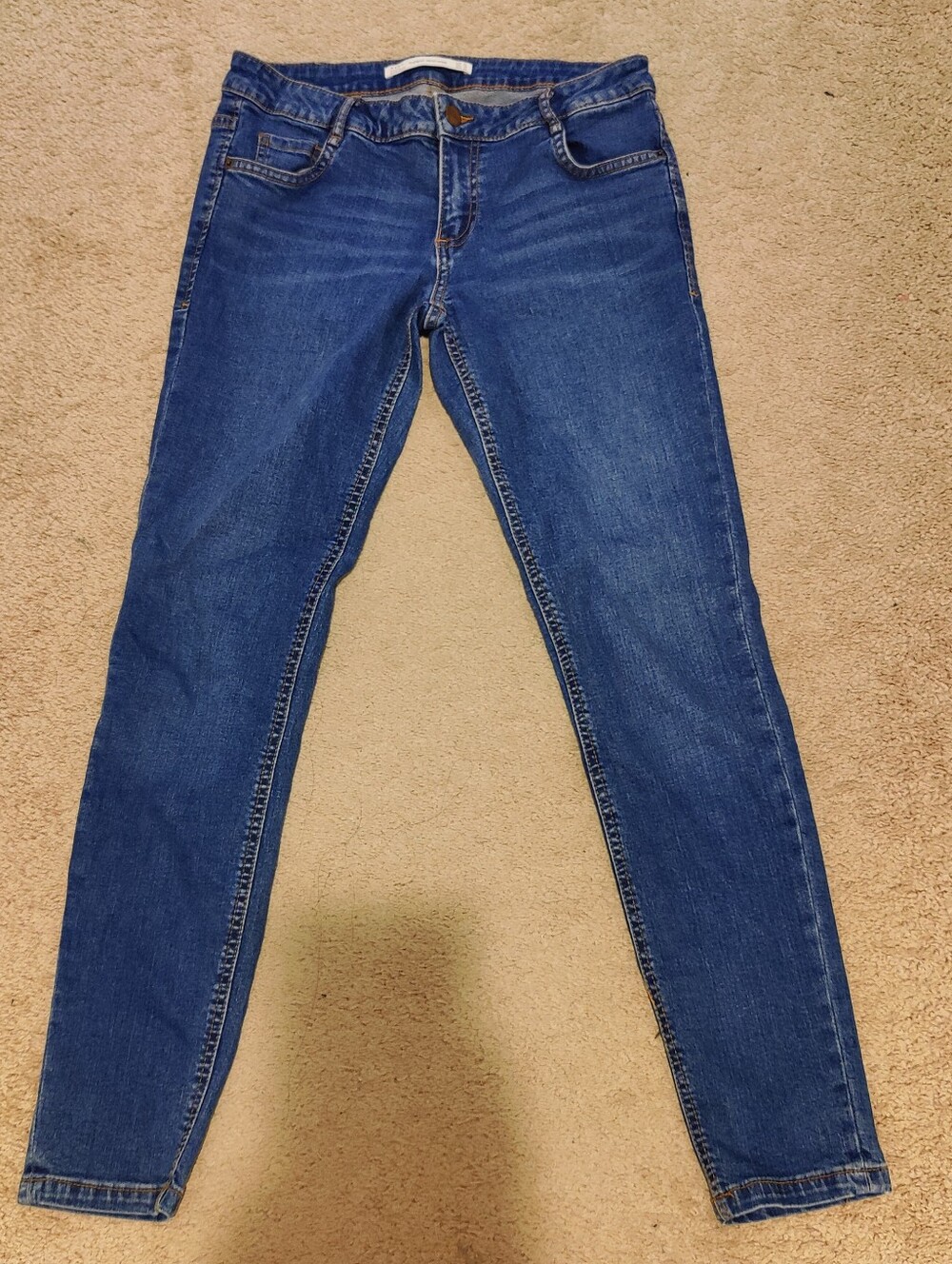 Zara Blue Straight Leg Denim Mom Jeans